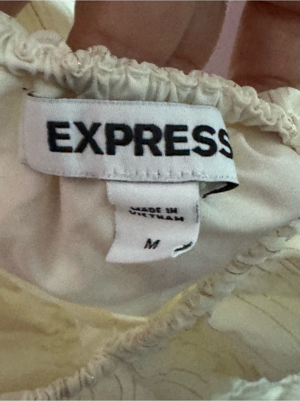Express Cream Ruffled Crop Top - Picture 3 of 3
